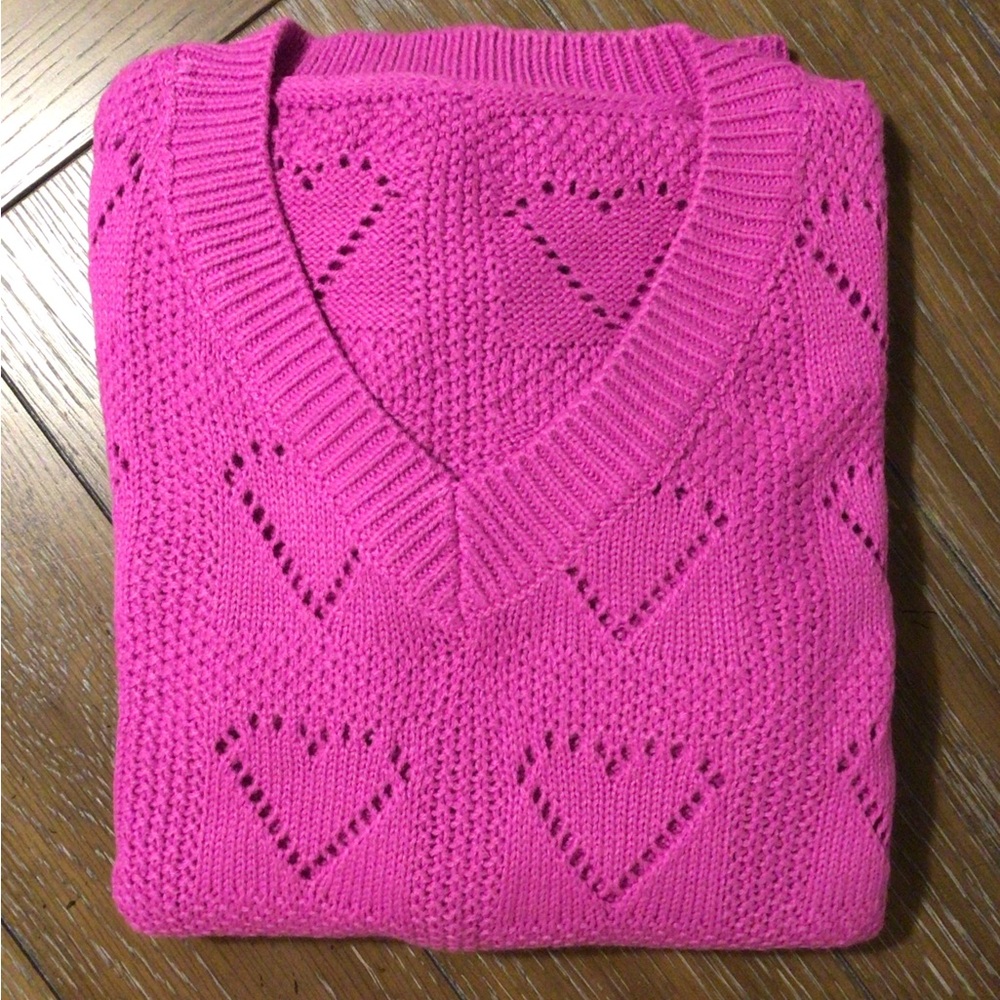 Pink Heart Knit Women's Sweater